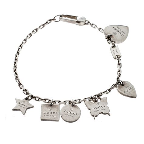 gucci red charm|Gucci charm bracelet in silver.